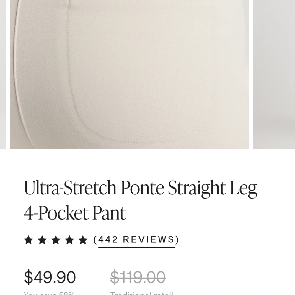 Quince Ultra 4 Pocket Ponte Straight Leg Pants In BLACK - Picture 11 of 11